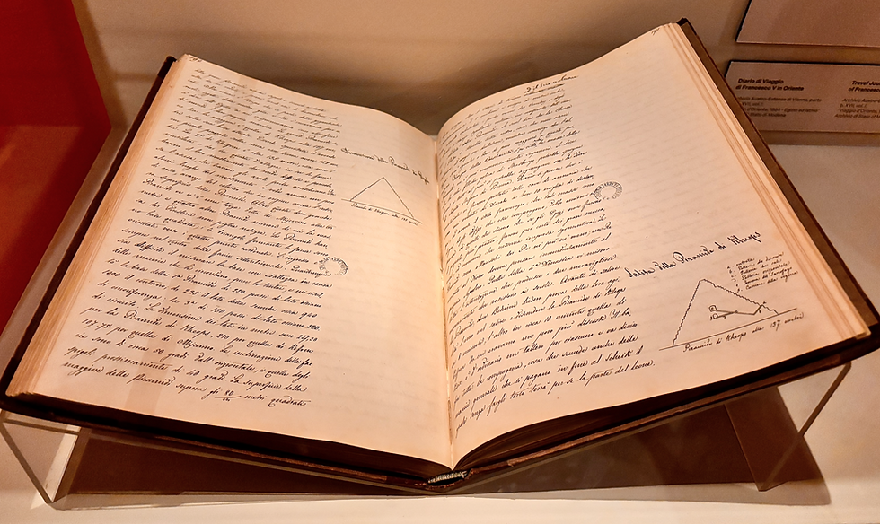 Francesco V of Austria-Este's travel journal, 1864. Estensi Gallery. Modena, Italy. Photo by Gabriella Sentina.