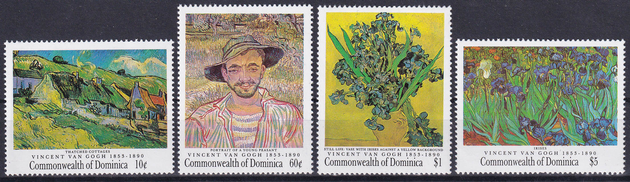 Домініка 1991, Мистецтво Ван Гог, Mi 1404-1408, (не повна)
