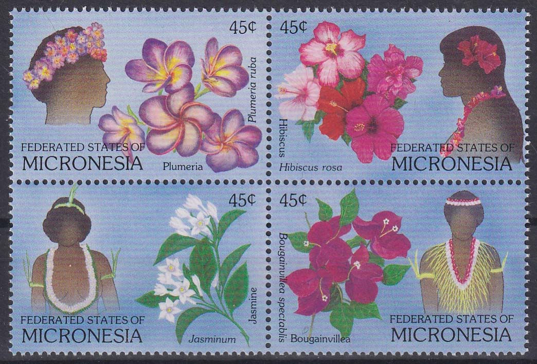 Мікронезія 1989, Квіти та національні прикраси з квітів, Мі 123-126