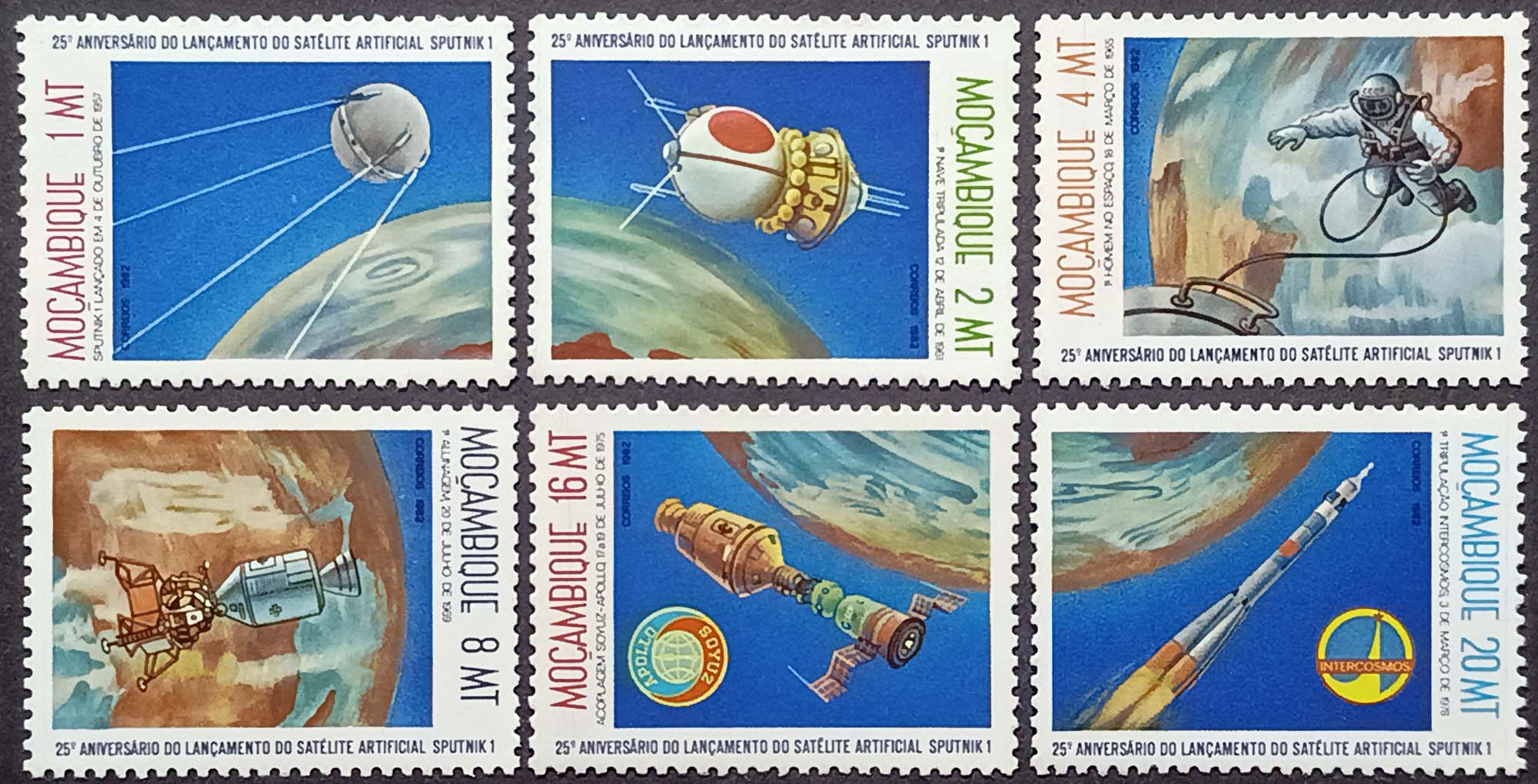 Мозамбік 1982, Запуск Супутника 1, 25-та річниця, Mi 900-905