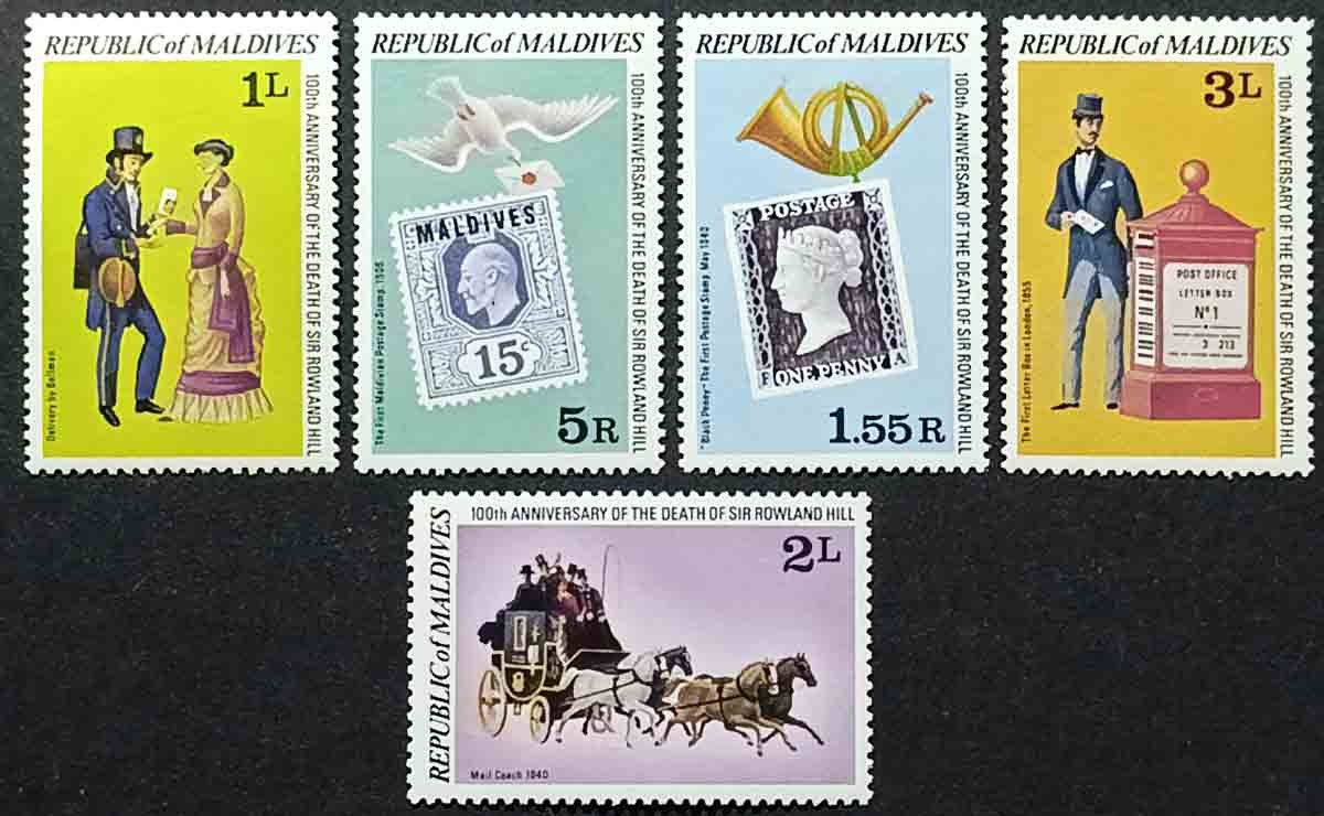 Мальдіви 1979, Сторіччя смерті сера Роуленда Хілла, Mi 816-820