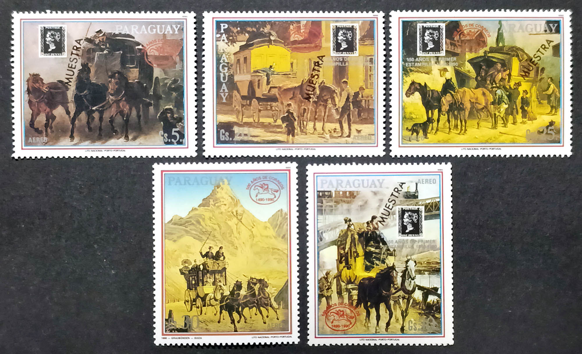 Парагвай 1990, Пенні Блек і поштові карети, Mi 4477-4481