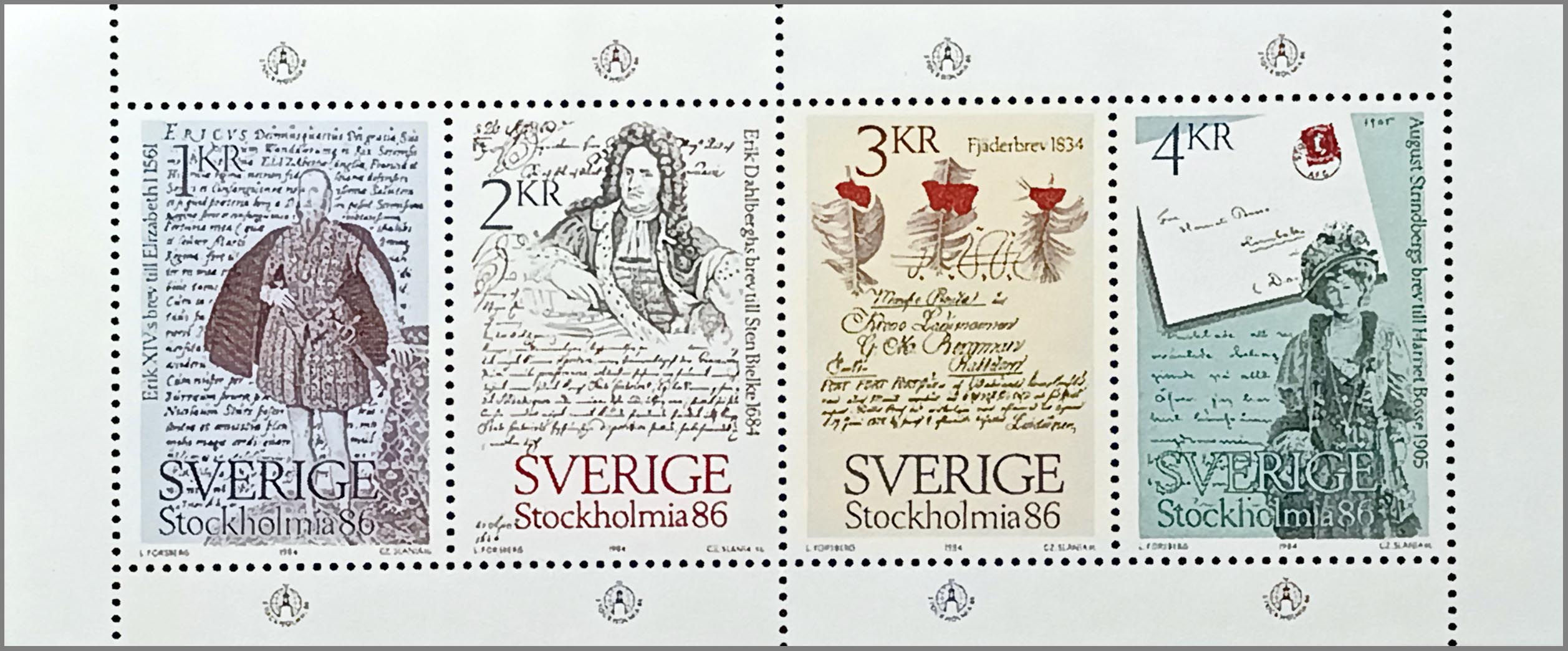 Швеція 1984, Виставка марок Стокгольмія '86, Mi 1288-1291, Марки з буклета