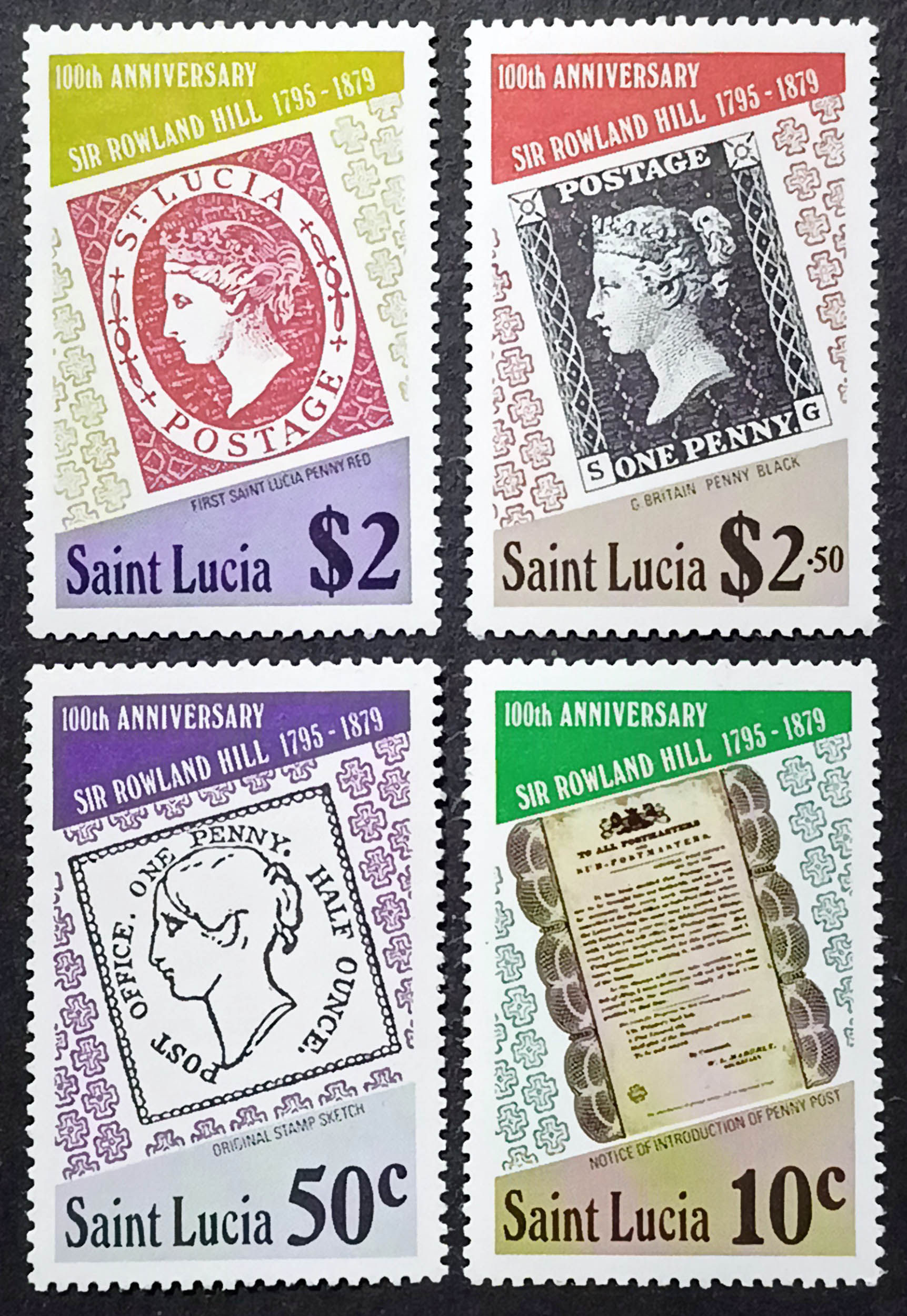 Сент-Люсія 1979, Сер Роуленд Хілл, сторіччя смерті, Mi 467-470