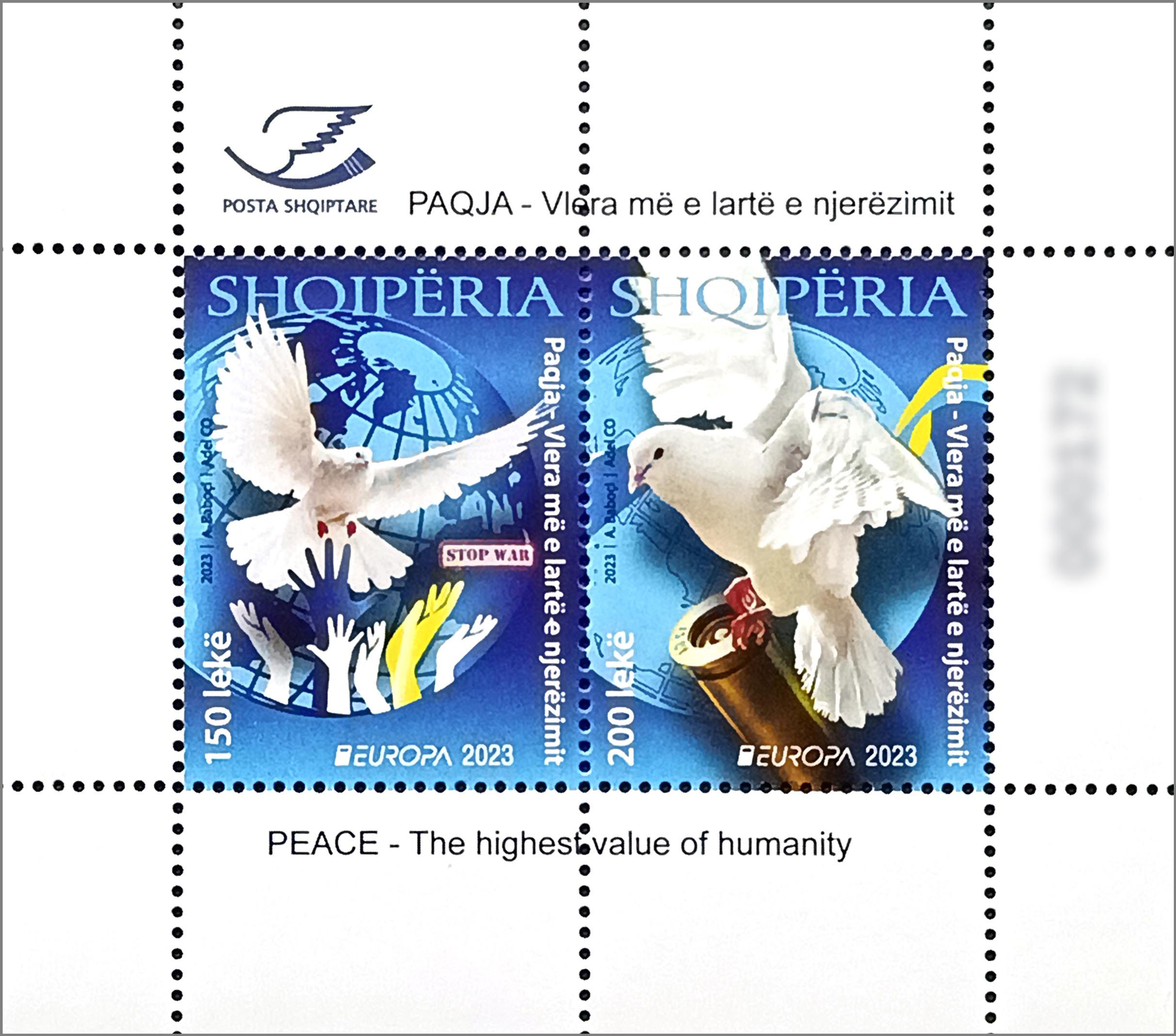 Албанія 2023,  Мир-найвища цінність людства, Європа, MNH