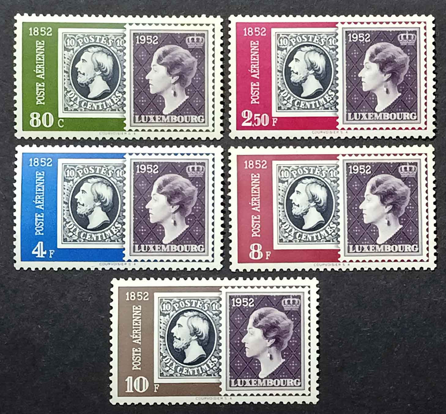 Люксембург 1952, Століття марок Люксембургу, Mi 490-494