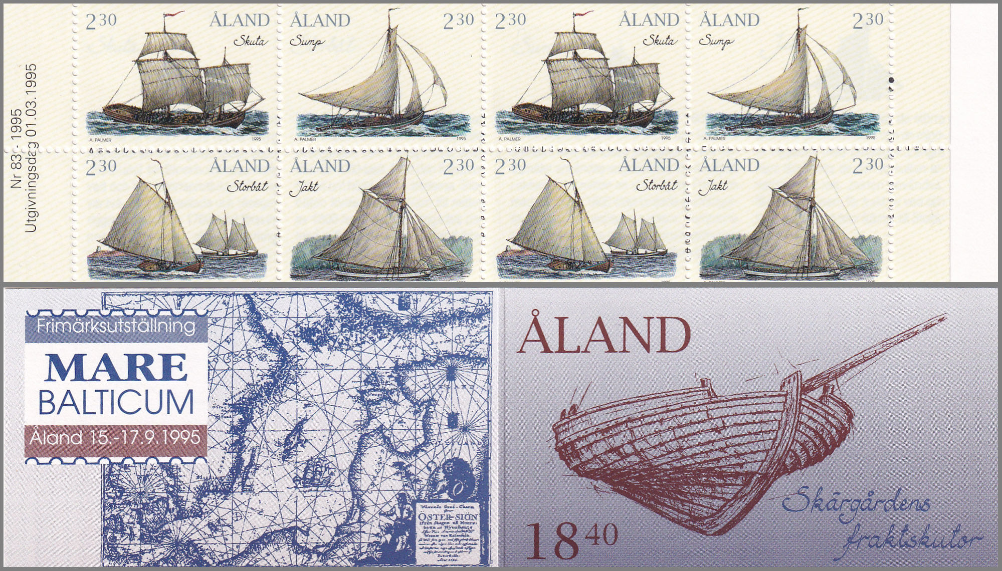 Аланди 1995, Флот, Вітрильники, Мі 95-98, Буклет