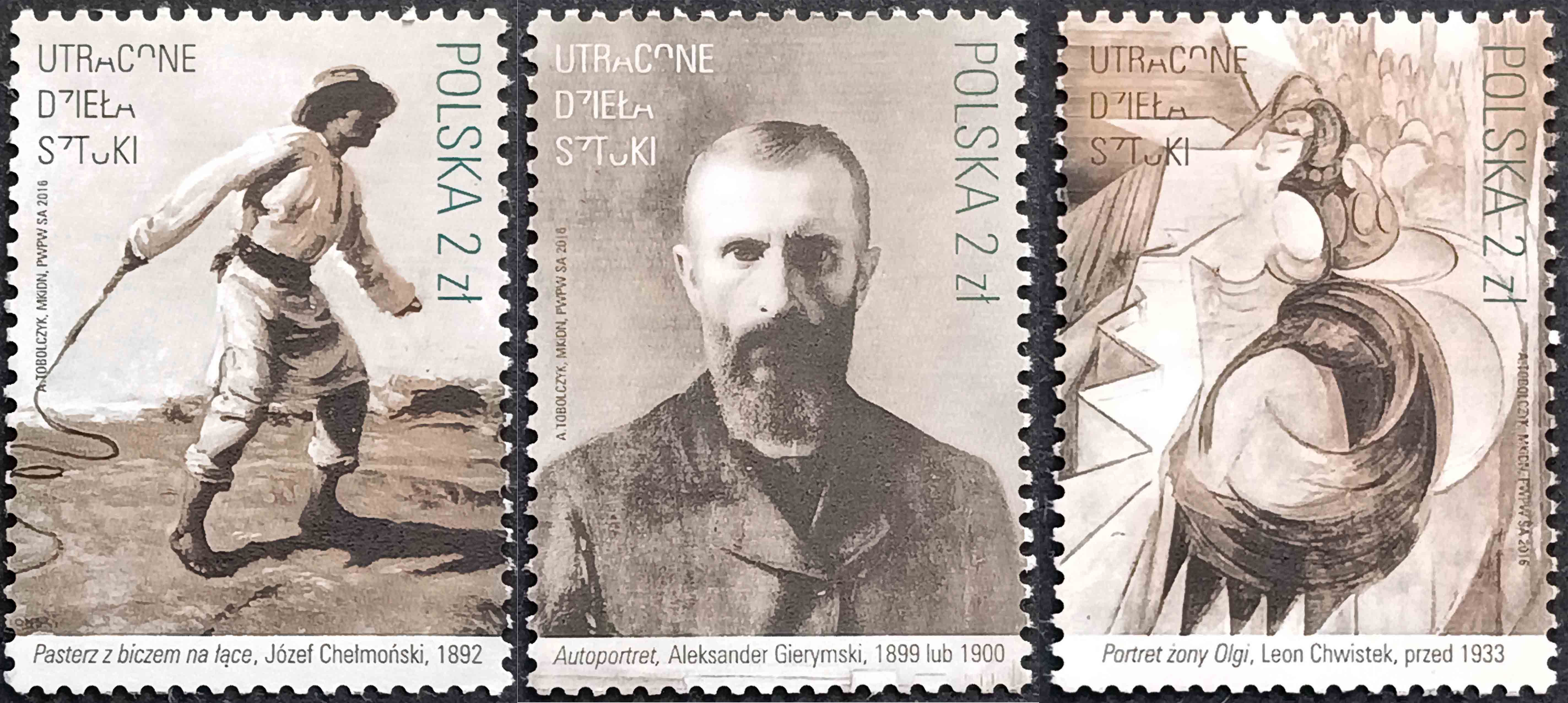 Польща 2016, Втрачені твори мистецтва, MI 4872-4874, MNH