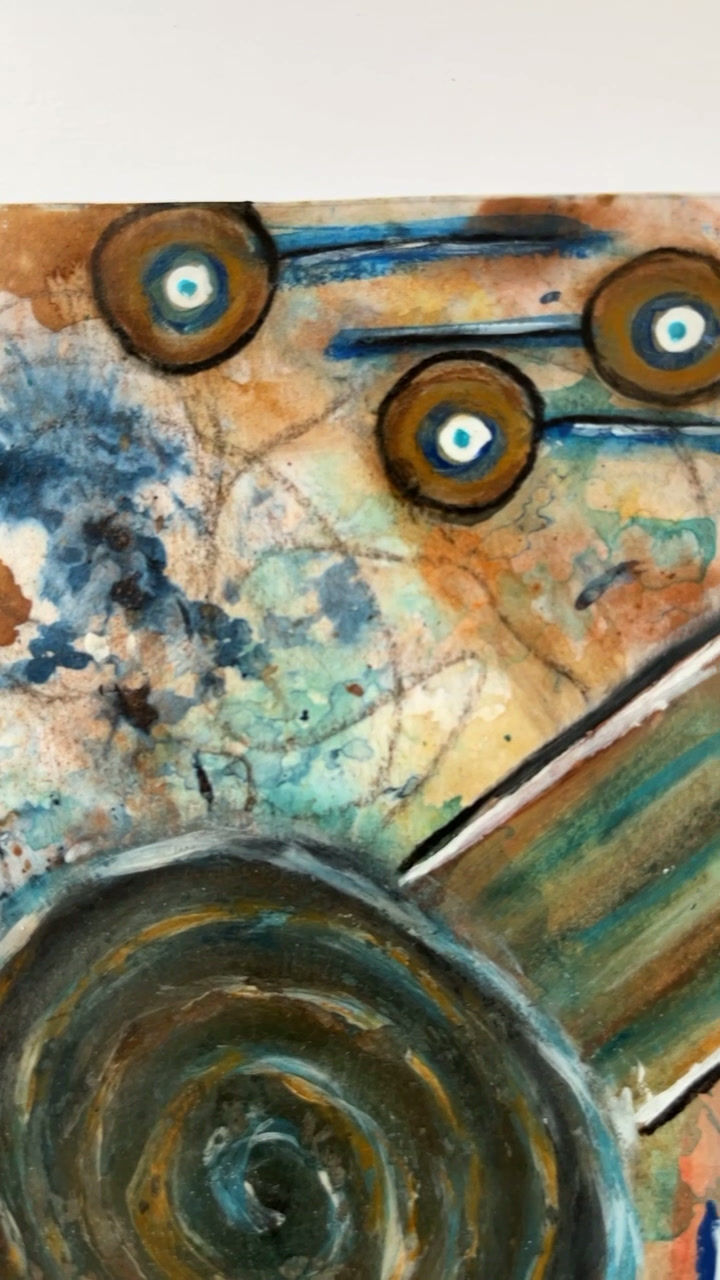 Thumbnail: détail de la texture minérale dans la peinture abstraite "perdu dans l'univers" de Vb-arts