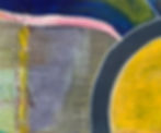 détail du tableau montrant le contraste de la couleur jaune juxtaposant des couleurs plus neutres et douces