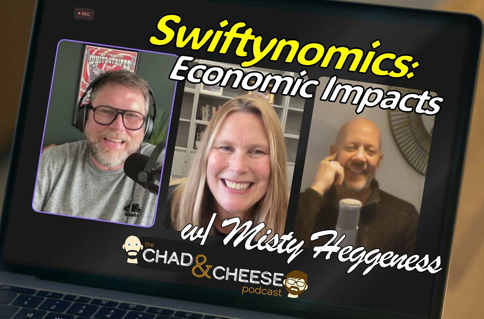 Joel, Misty, and Chad recording the Swiftynomics episode. 