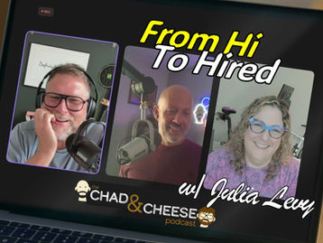 Joel, Chad, and Julia recording the Hi to Hired episode.