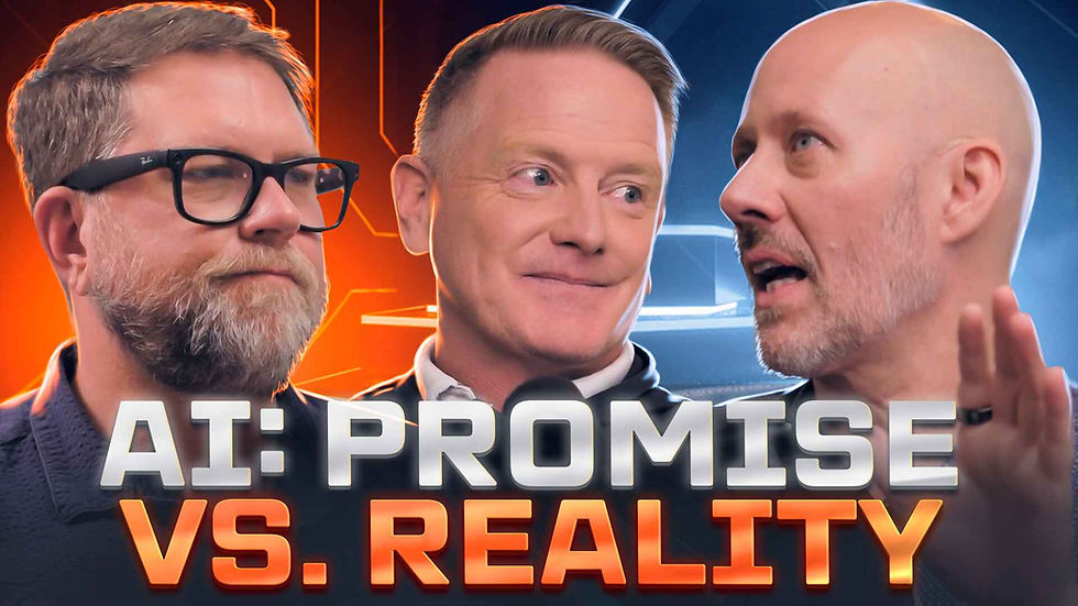 Joel, Tim, and Chad recording three episodes for The AI Sessions. 