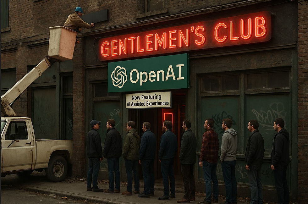 Truck installing OpenAI to an old Gentleman's Club.
