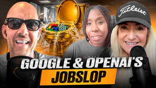 Chad, Emi, and JT recording the Google & OpenAI's JobSlop episode
