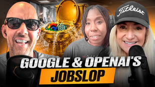 Chad, Emi, and JT recording the Google & OpenAI's JobSlop episode