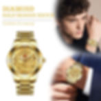 Thumbnail: Business Gift Waterproof Gold Men's Diamond Quartz Watch Classic Stainless Steel