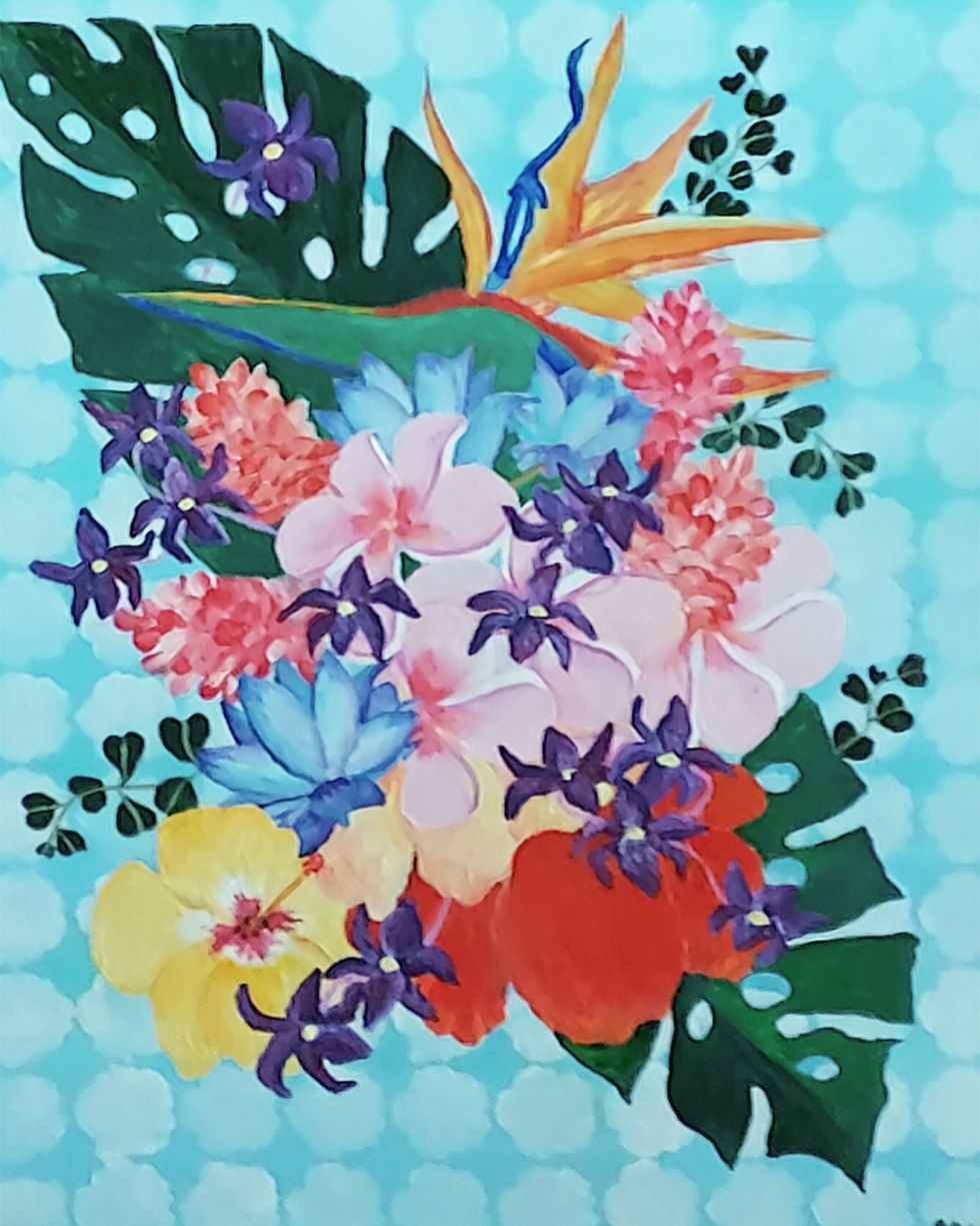 Batik floral with Monstera