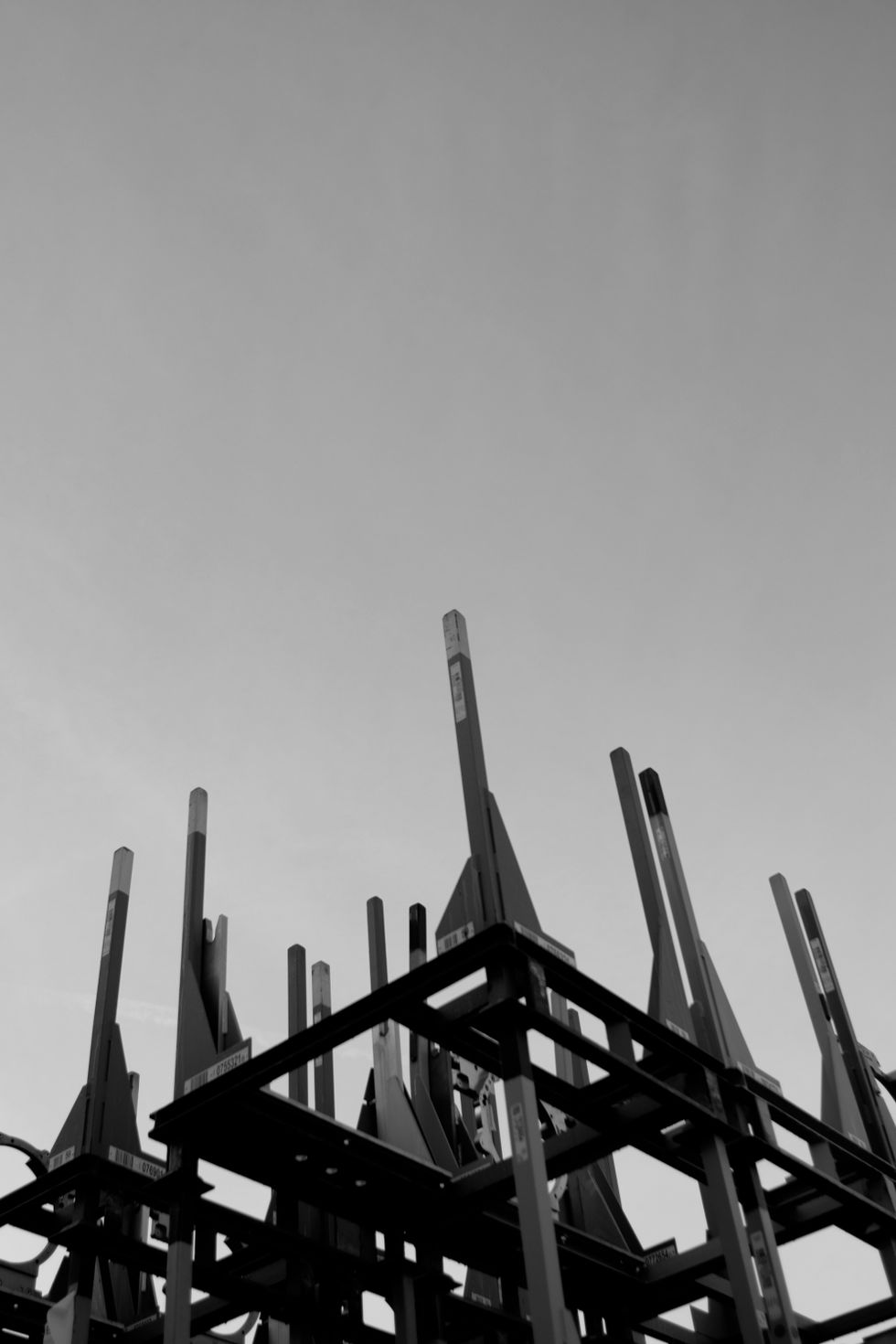 stacked industrial machine parts, industrial storage