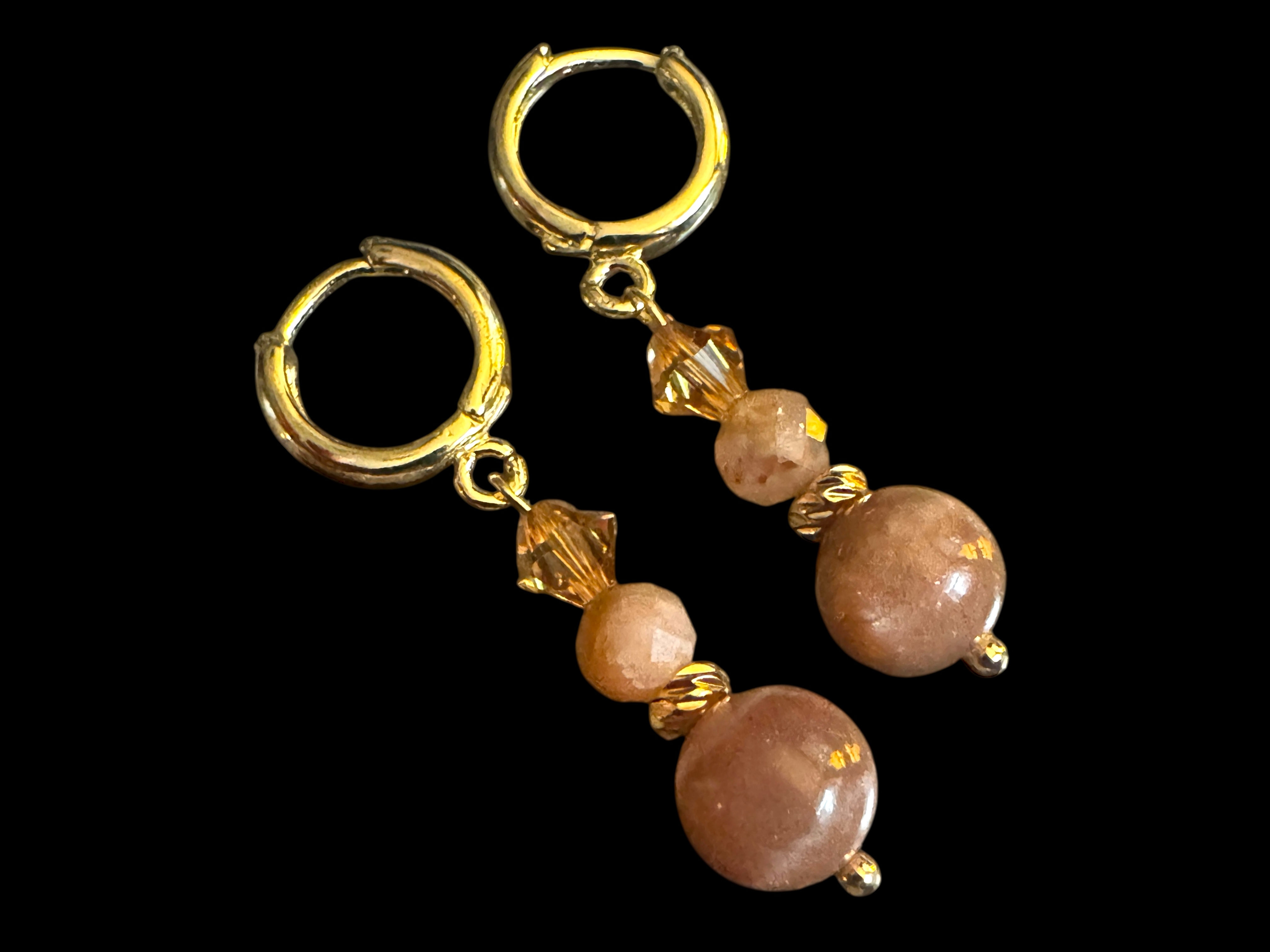 Sunstone & Swarovski crystal earrings 