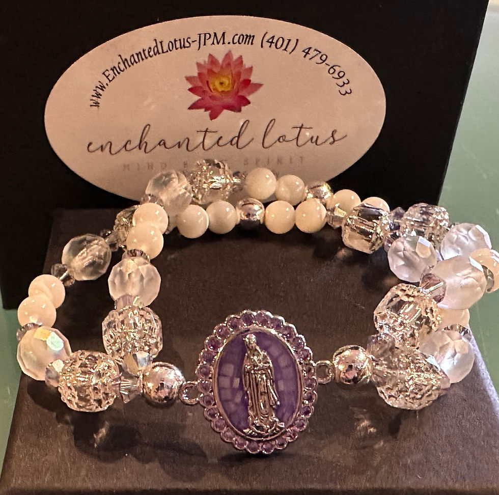 Thumbnail: Blessed Mother lilac & pave crystal double strand mother of pearl 