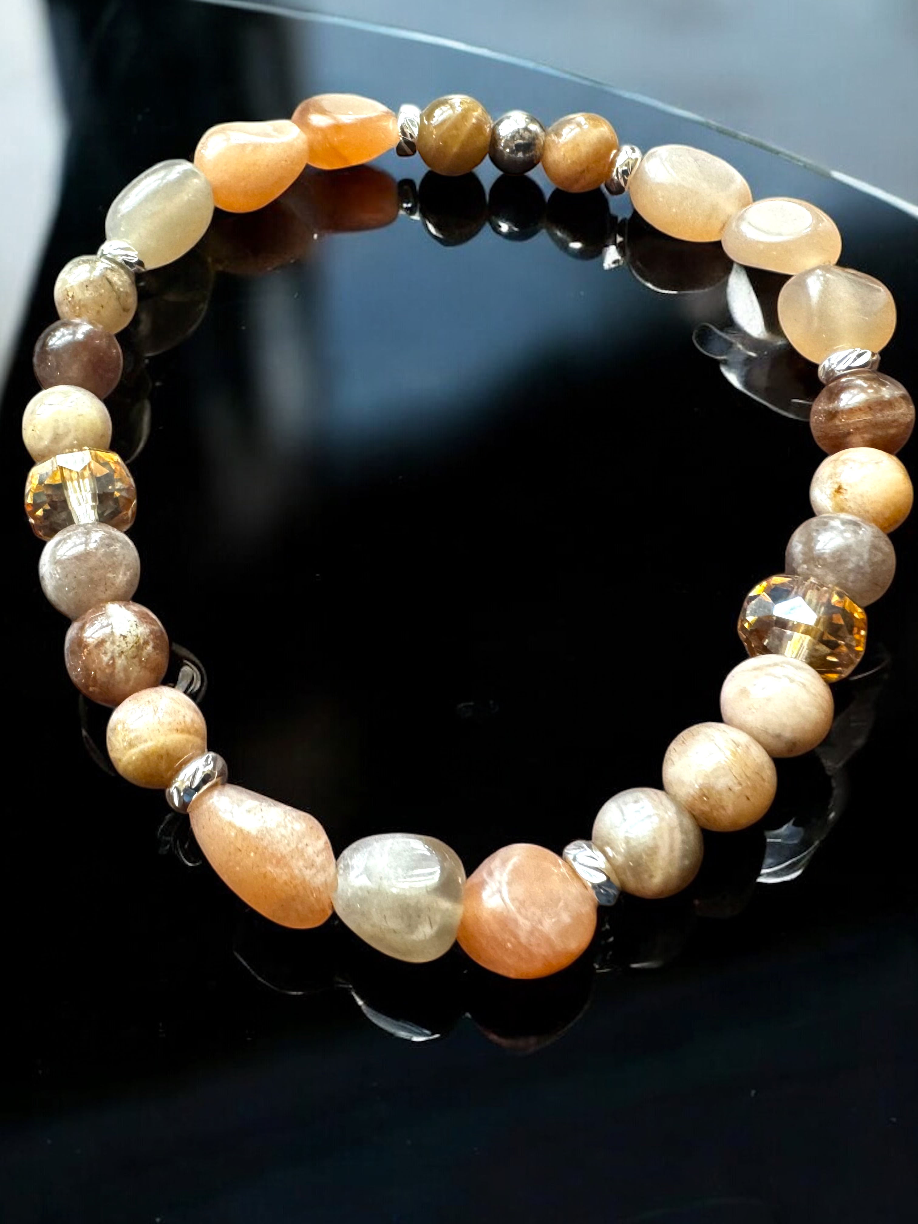 Sunstone with orange/gray Moonstone bracelet 