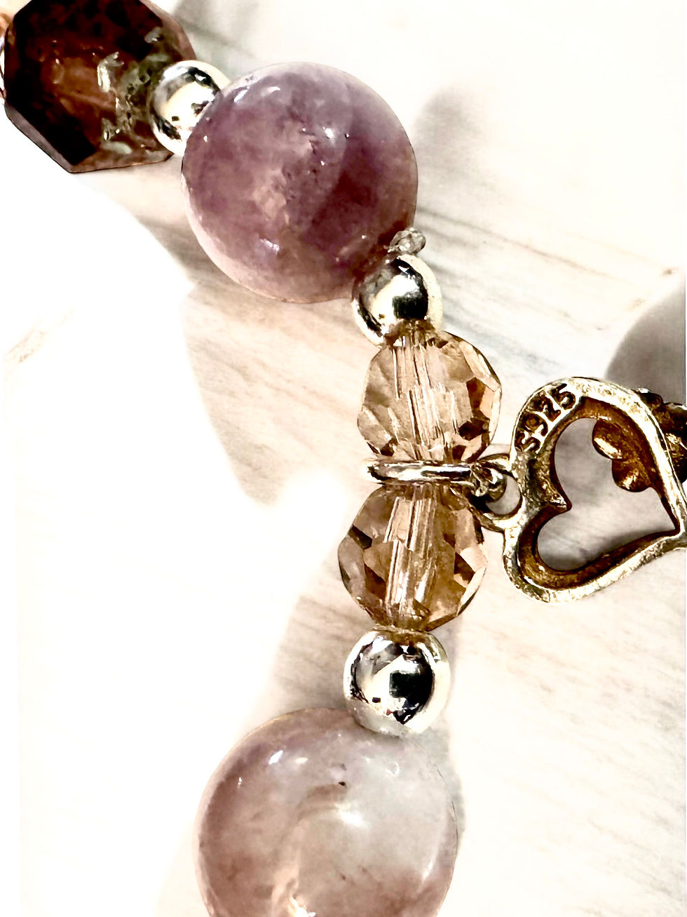 Thumbnail: Hearts & Flowers with natural Kunzite stones 