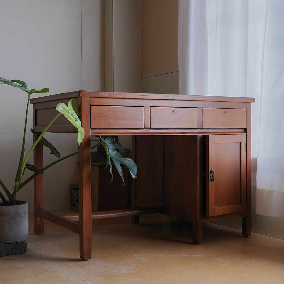 縮圖：老事務桌丨隱式右片袖事務桌｜戰後初期｜檜木｜實木家具書桌｜老桌子