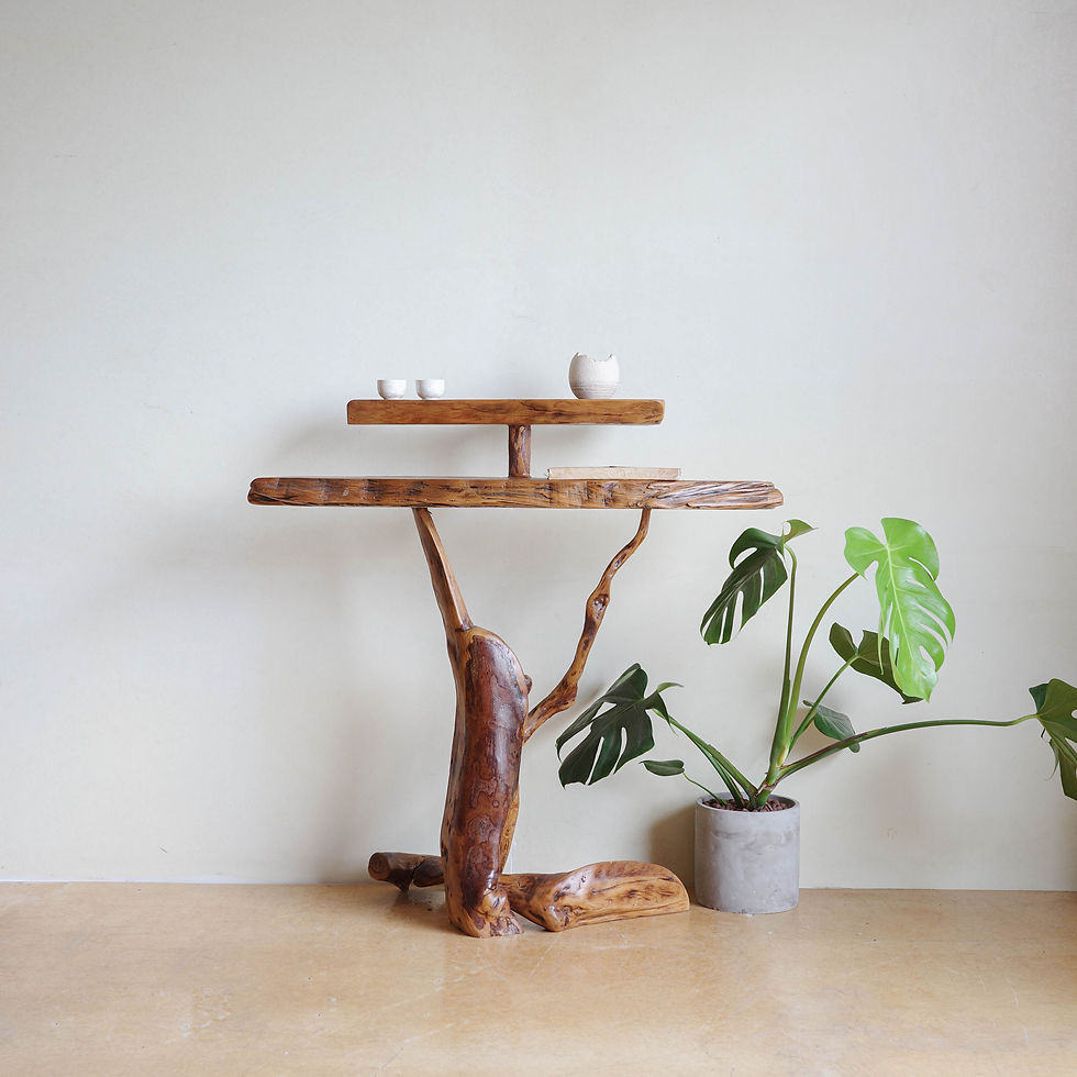展示台/架丨舊木新作丨雙層原木端景台(肖楠)丨實木家具展示架丨玄關桌
