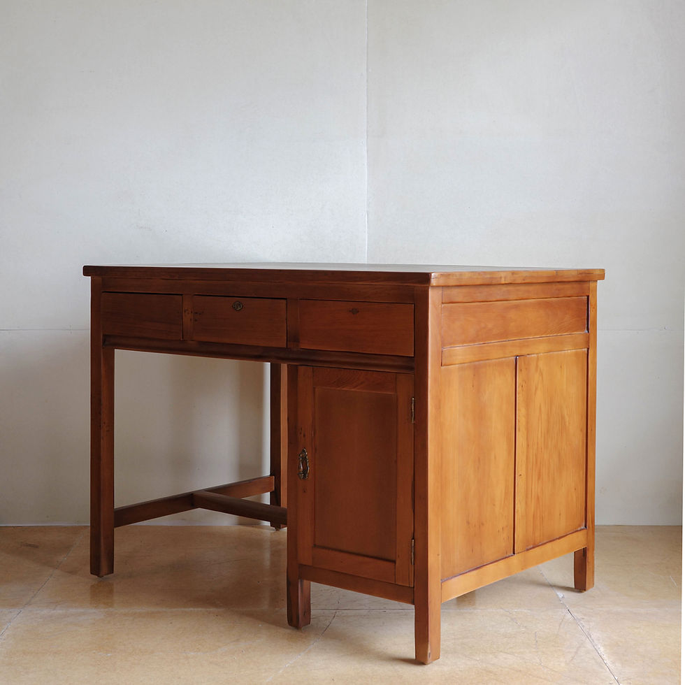 縮圖：老事務桌丨隱式右片袖事務桌｜戰後初期｜檜木｜實木家具書桌｜老桌子