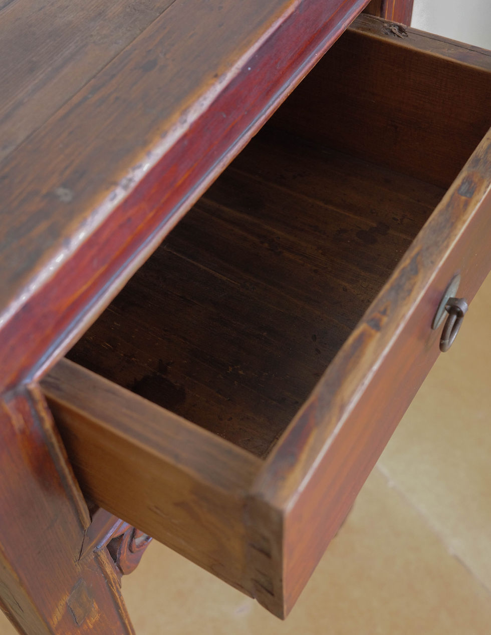 縮圖：礦彩連紋老公婆椅几組｜清末民初｜榆木｜實木家具公婆椅｜中國古董公婆椅