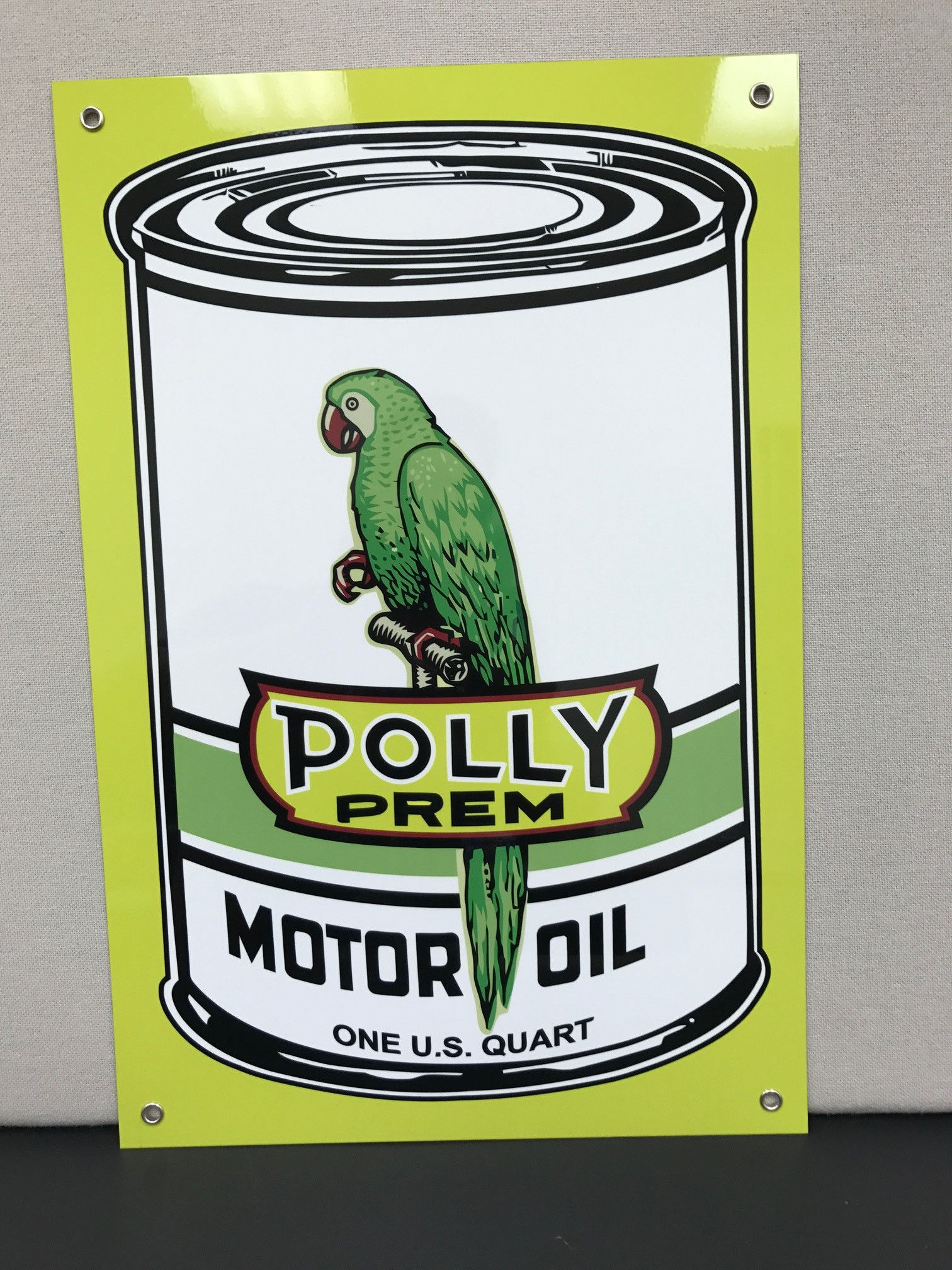 POLLY MOTOR OIL CAN  REPRODUCTION SIGN