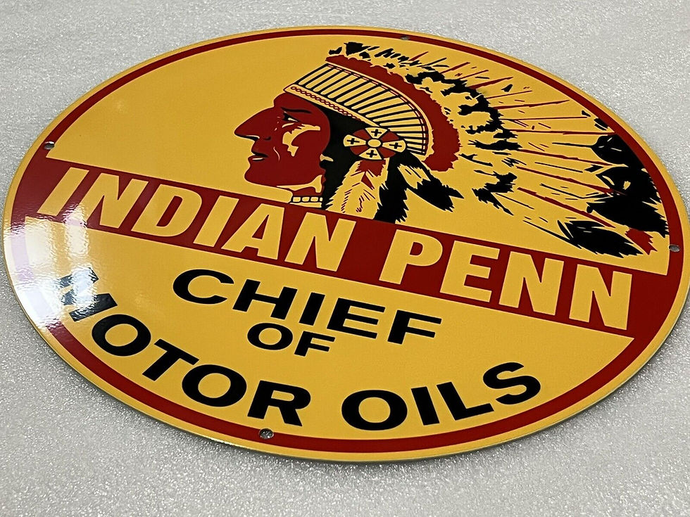 Thumbnail: Indian Penn Chief Motor Oils Vintage Style Sign
