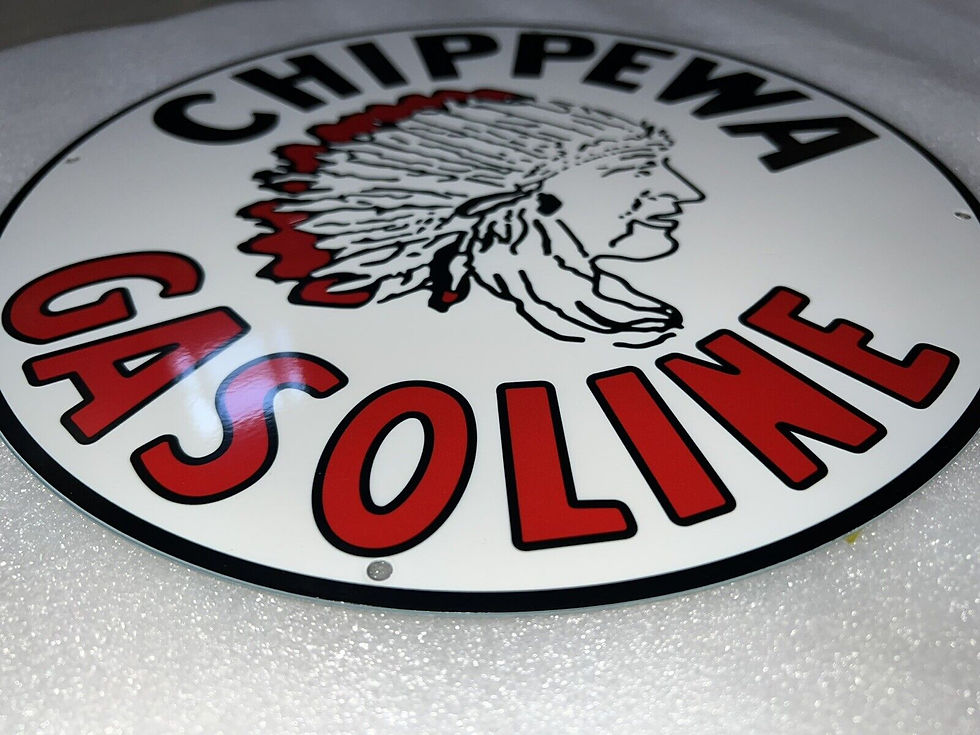 Thumbnail: Chippewa Gasoline Indian Chief Vintage Style Sign