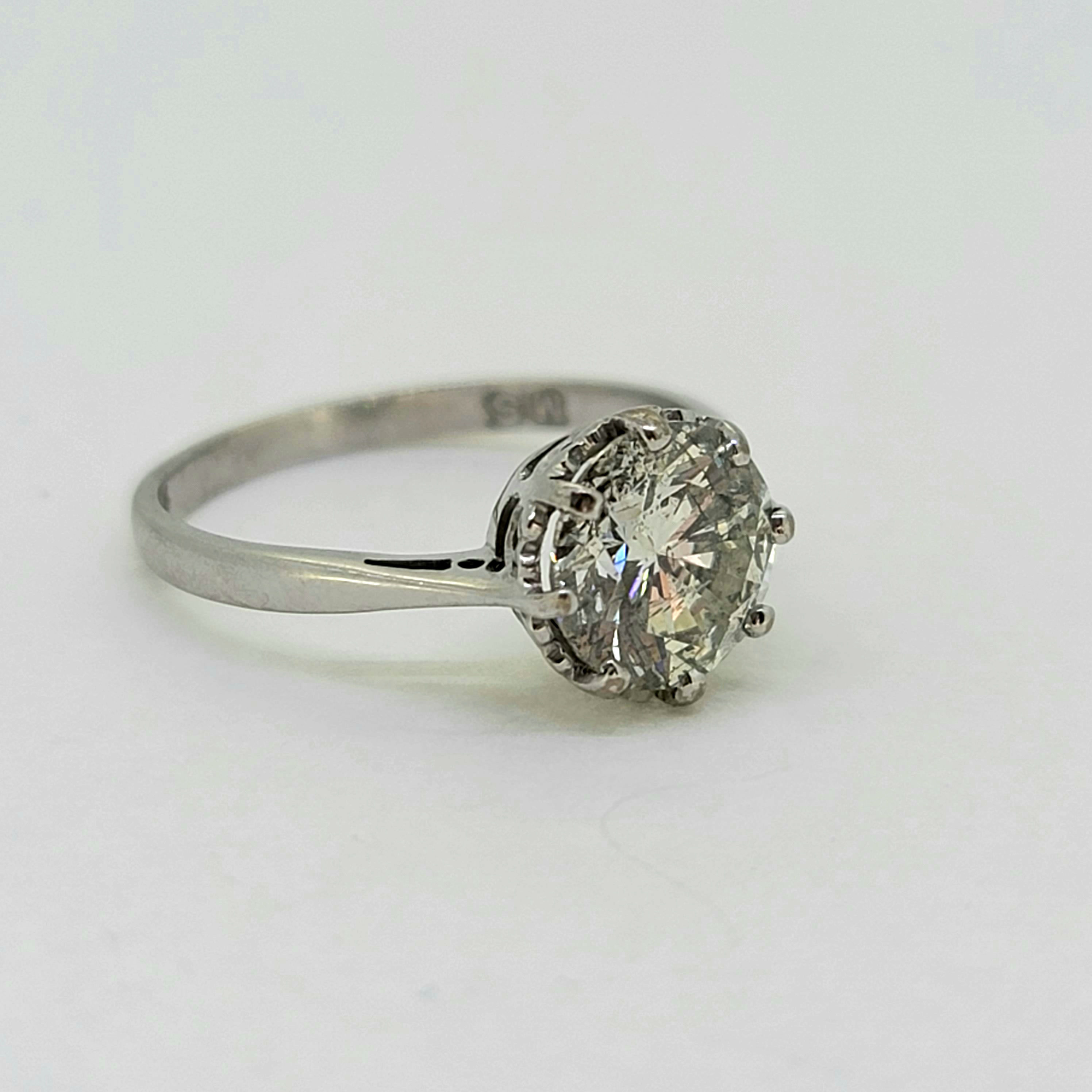 Vintage Diamond solitaire ring 1.71 carats HM1976