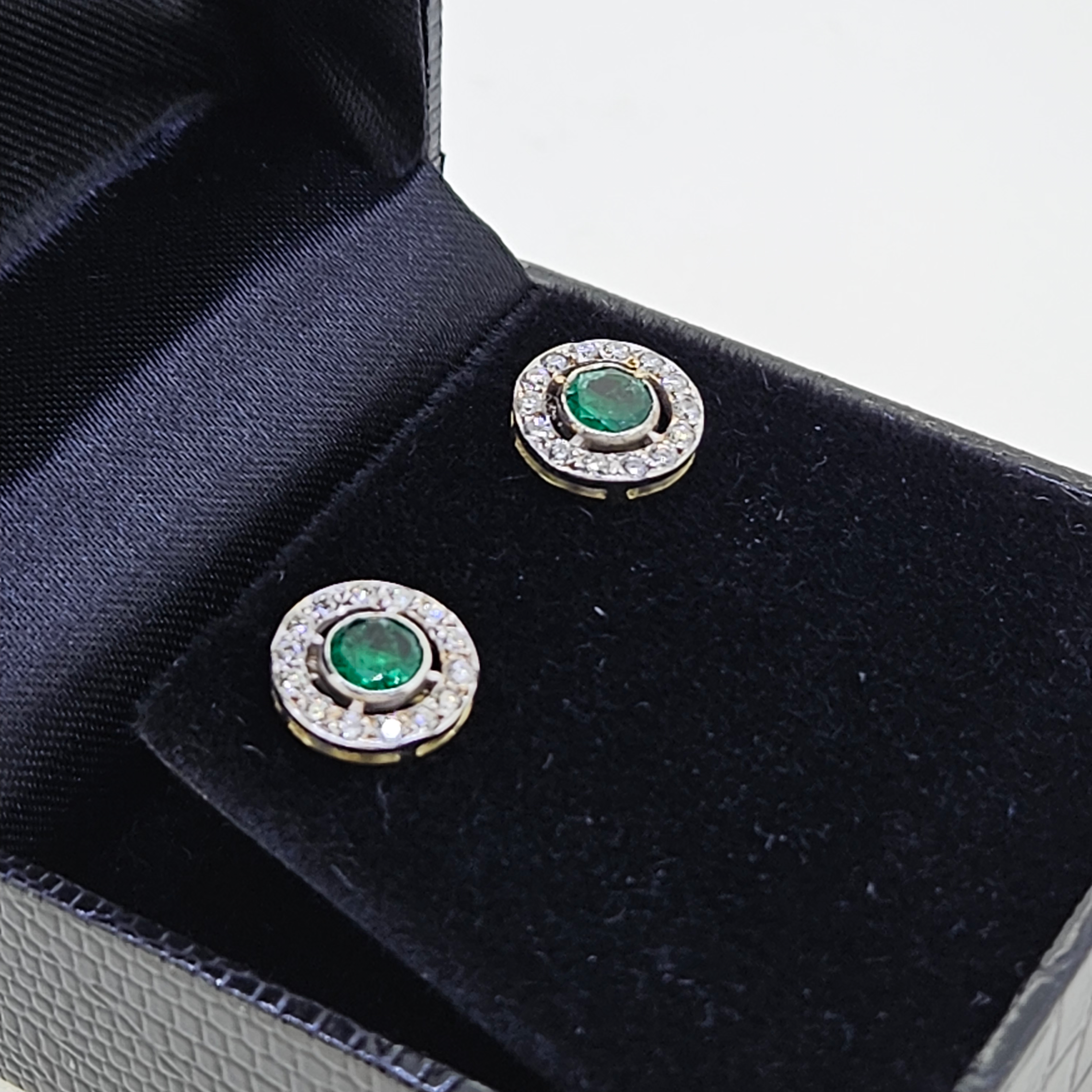 Emerald and Diamond Studs D.30 E.70