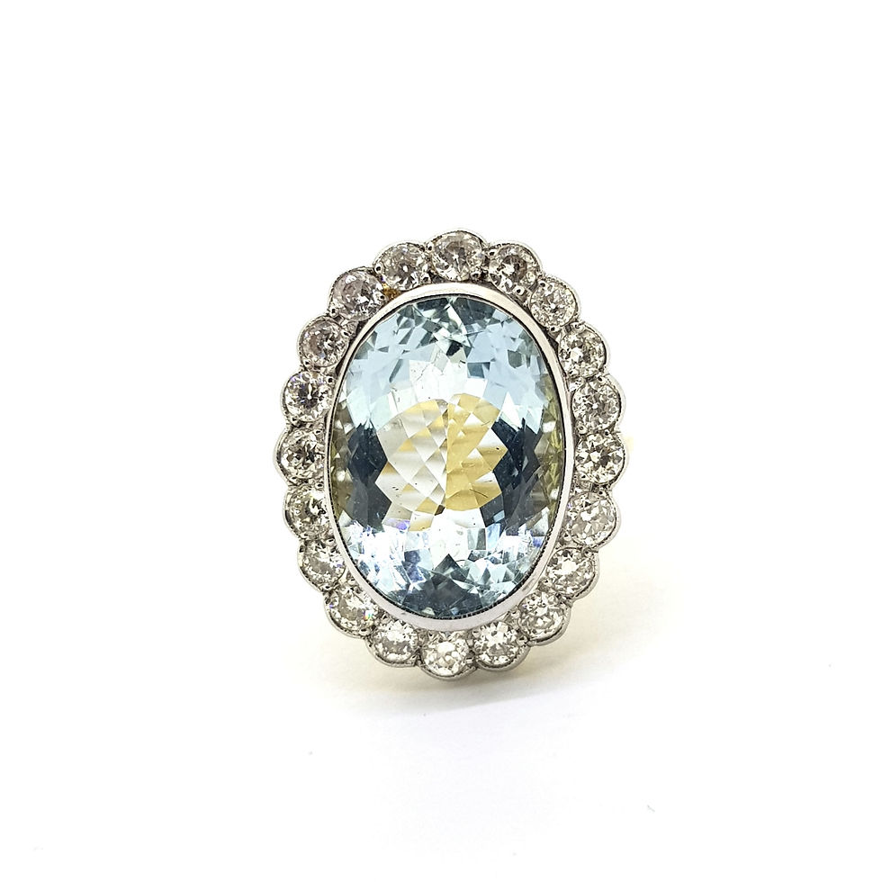 Thumbnail: Aquamarine and Diamond cluster ring Aq8.10Cts D1 20Cts 18ct