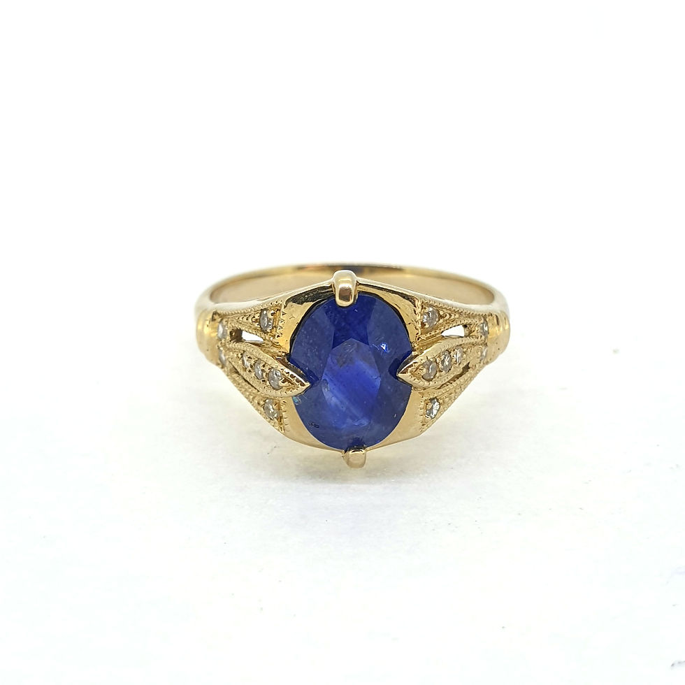 Thumbnail: Sapphire and diamond deco ring 