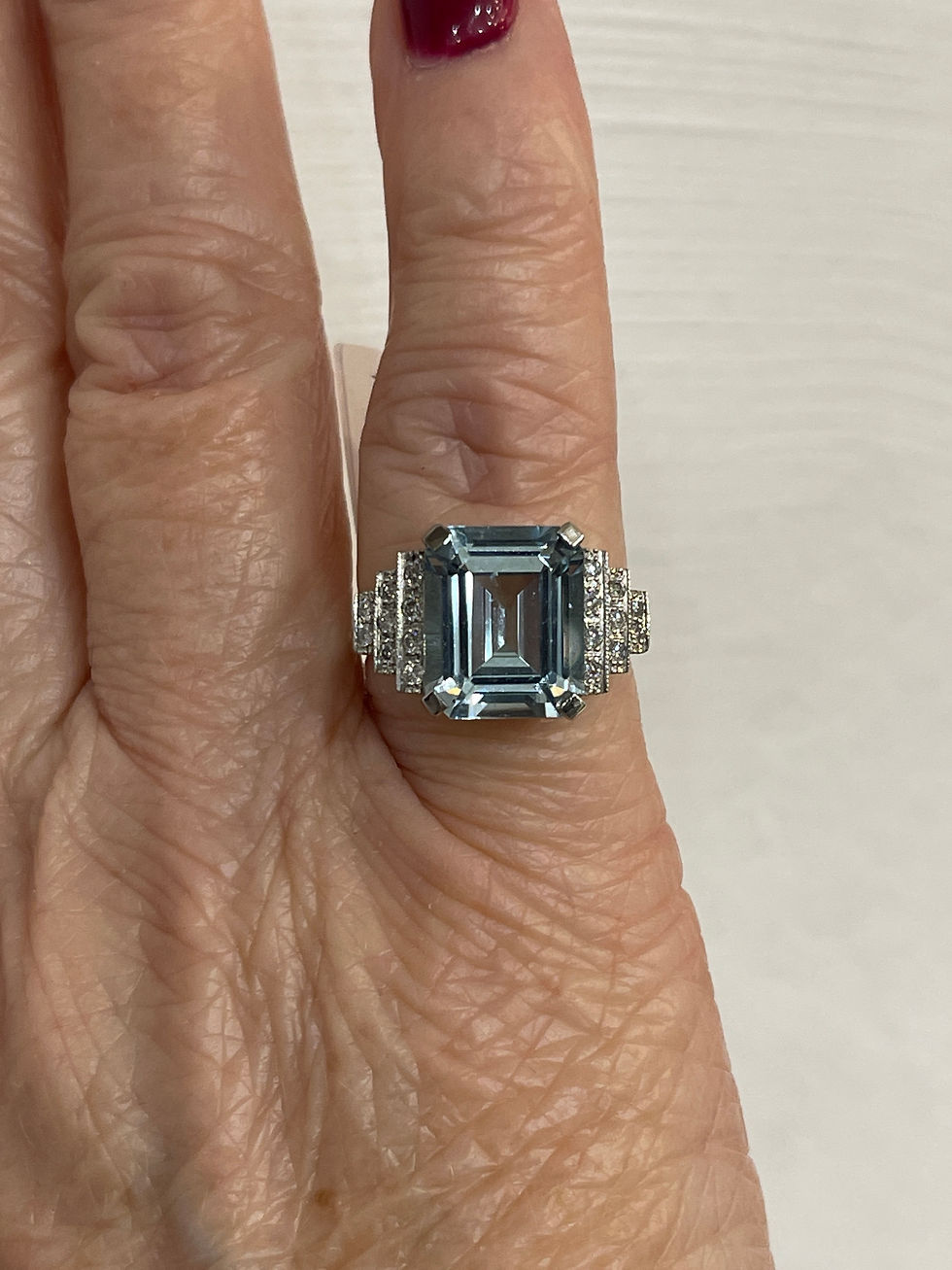 Thumbnail: Aquamarine and diamond ring Aq5.0Cts D0.50Cts