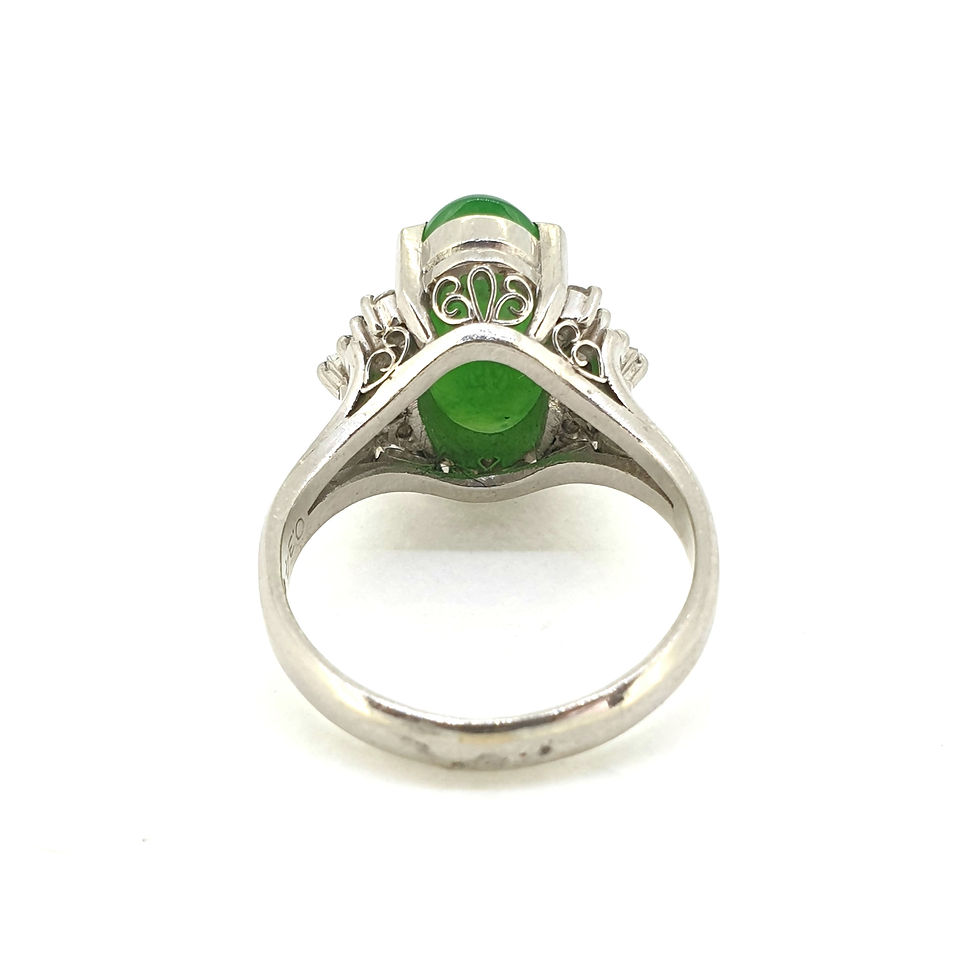 Thumbnail: Jade and diamond Cluster ring Platinum 