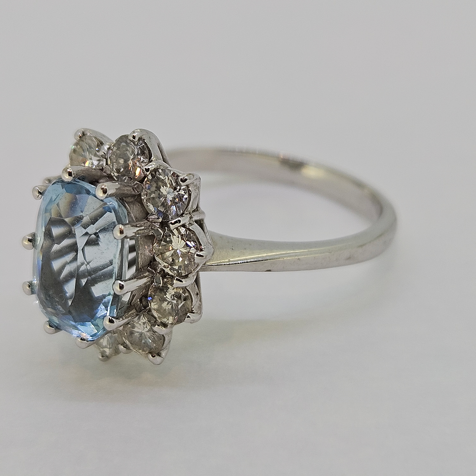 Thumbnail: Aquamarine and Diamond Cluster Ring Aq2.20e. D1.30 18ct
