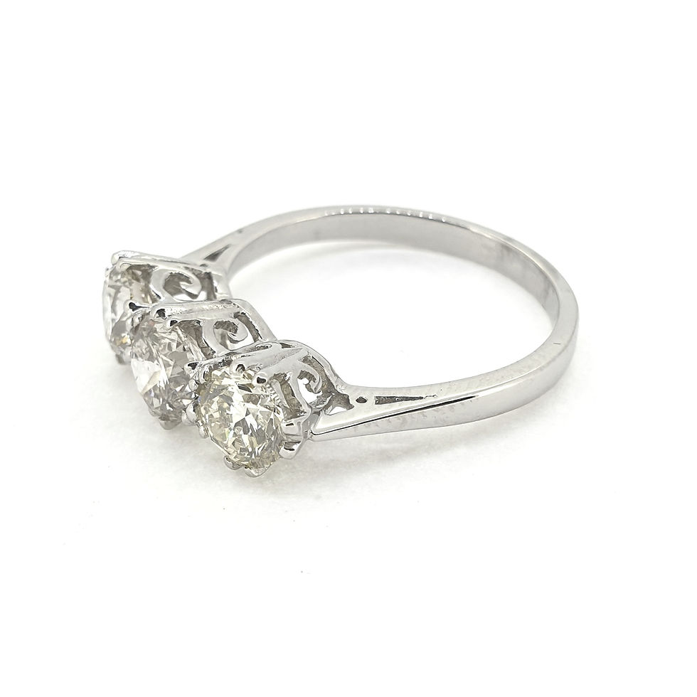 Thumbnail: Platinum Three stone diamond ring D1.70Cts