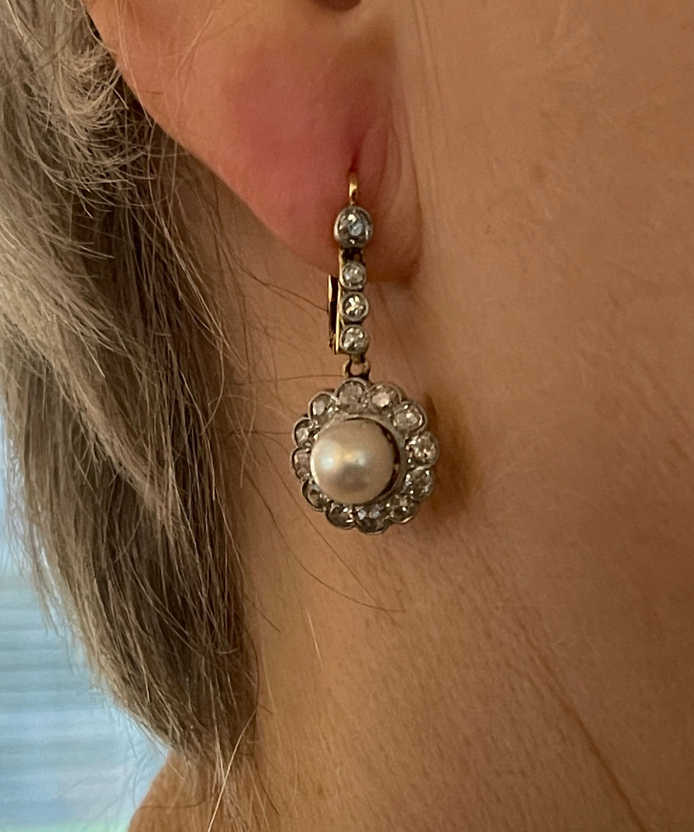 Thumbnail: Victorian pearl and diamond drop earrings est. D2.80CTS