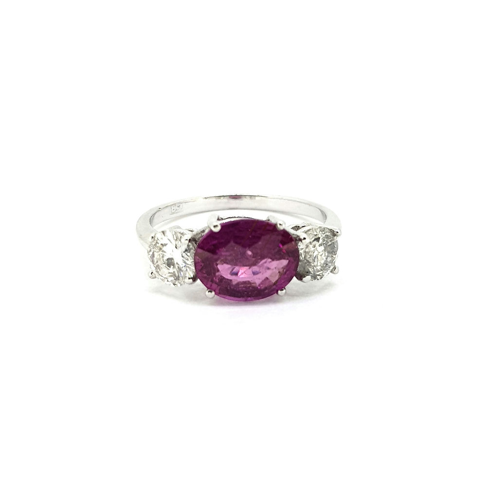 Thumbnail: Pink  sapphire and diamond three stone R2.30CTS D0.97CTS