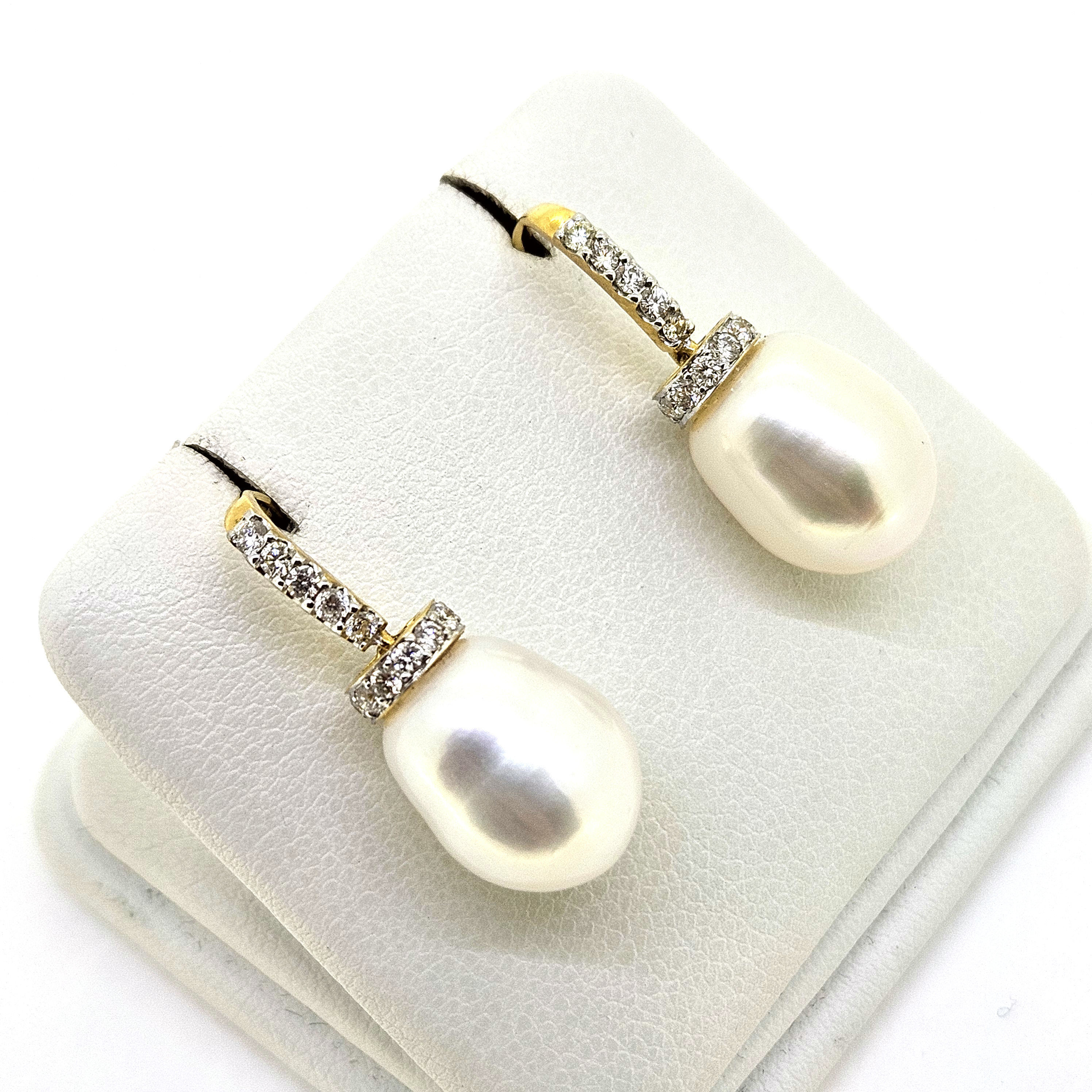 Pearl And Diamond hook earrings 