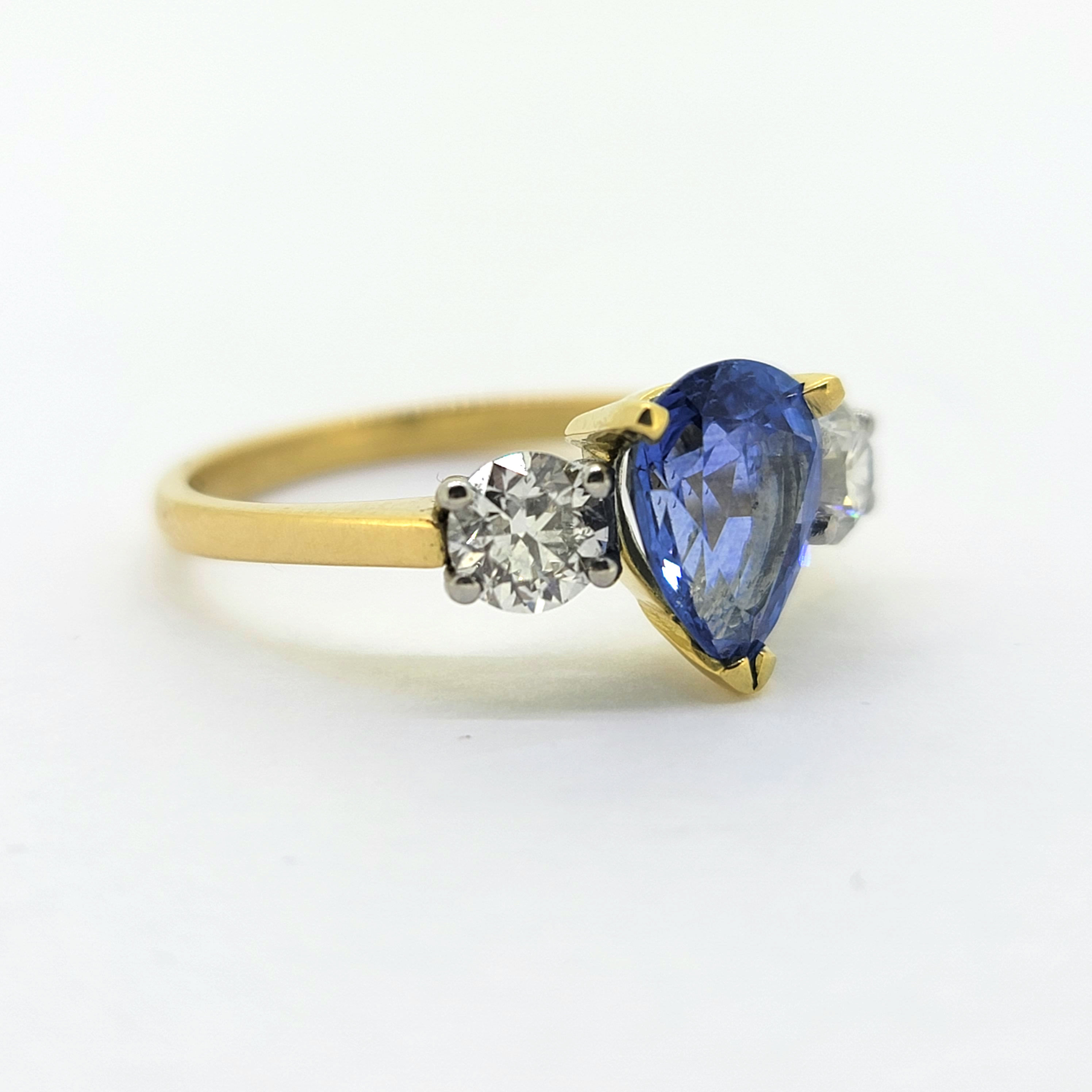 Sapphire & Diamond three stone Est S2.20 D.95 18ct & Plat