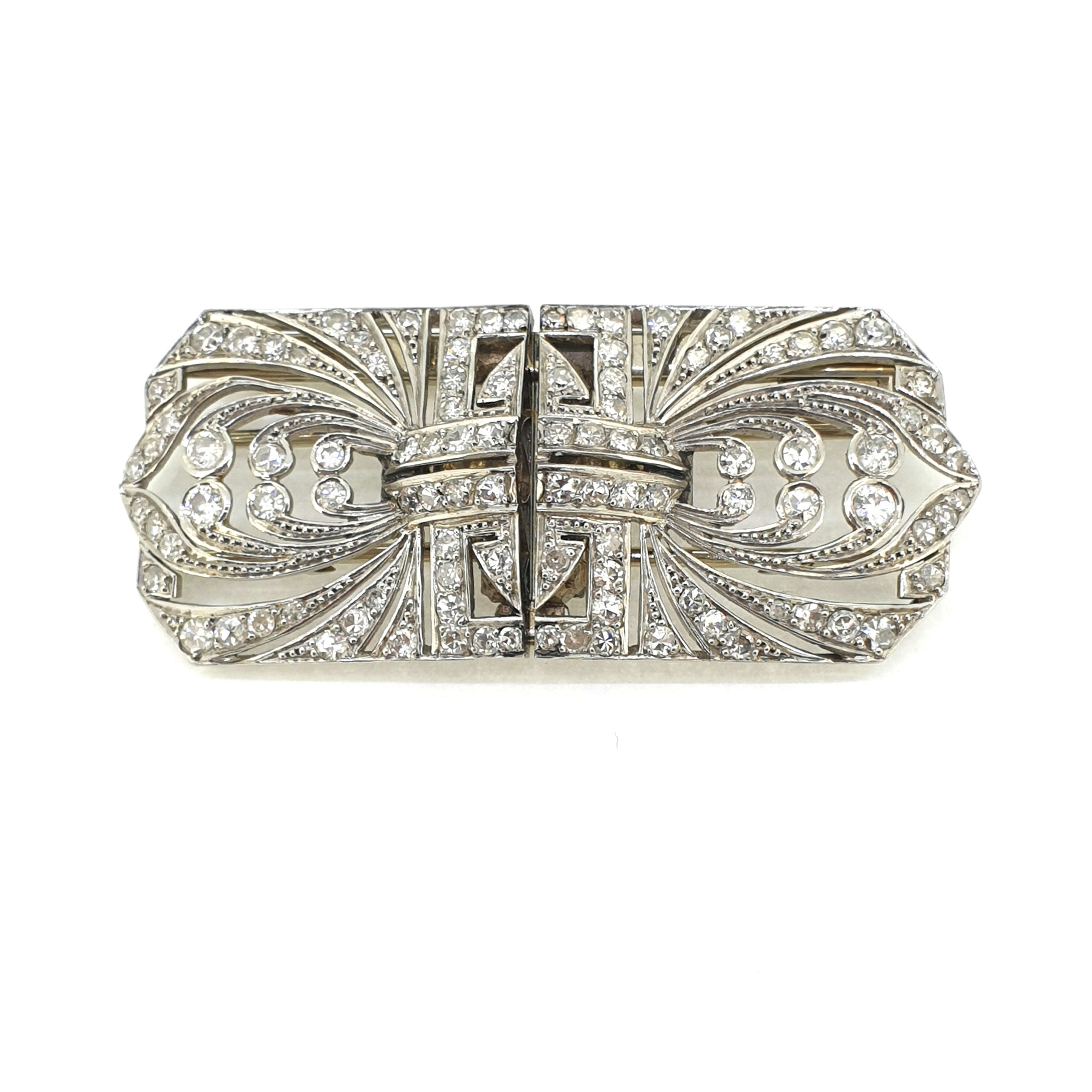 1930's Platinum and 18ct Double clip