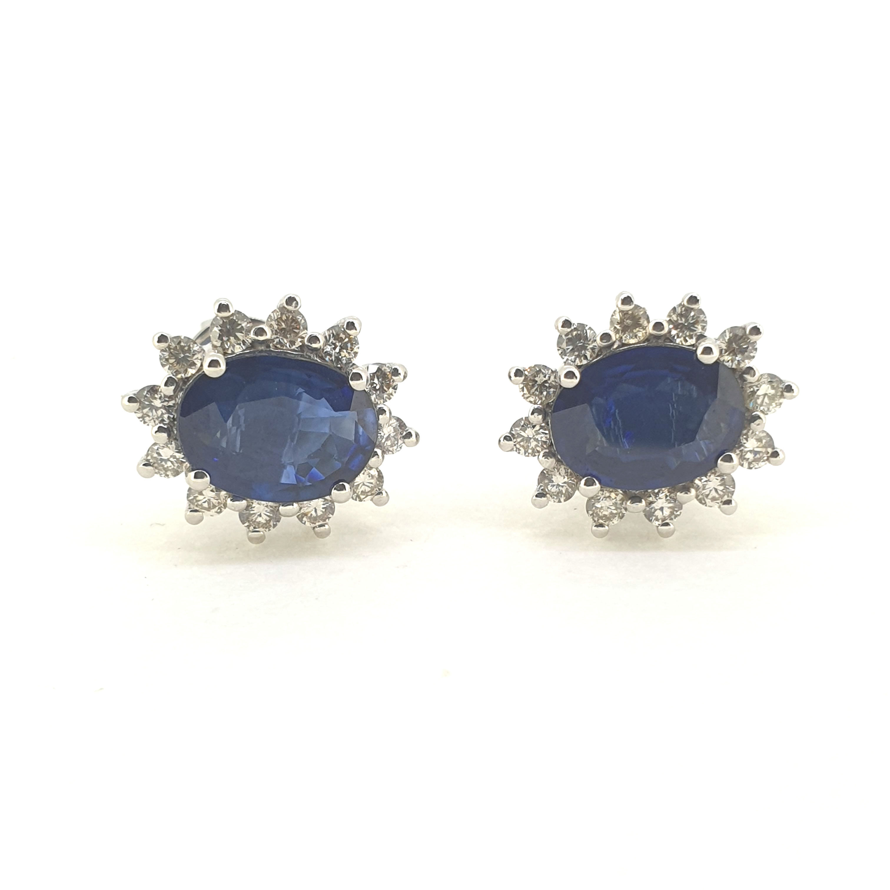 Sapphire and diamond Cluster earrings S2.60Cts D.50Cts