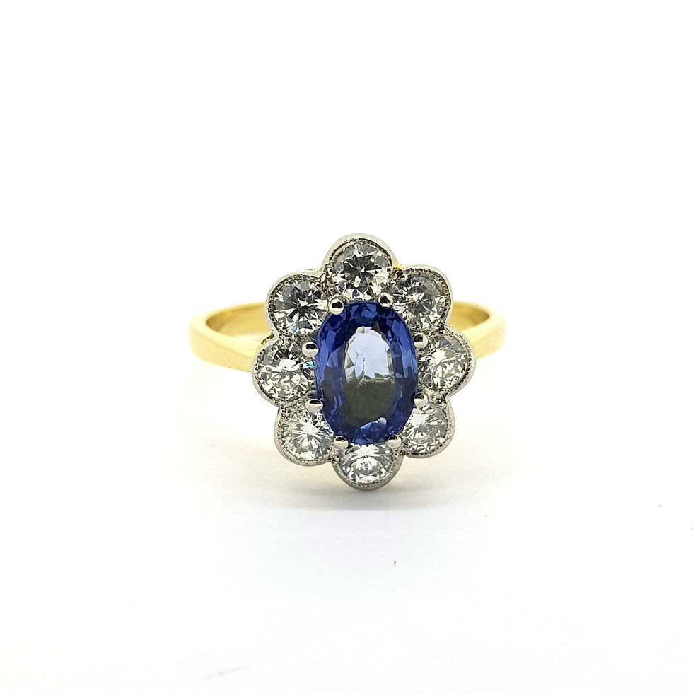 Thumbnail: Platinum and sapphire diamond cluster ring S1.20Cts D0.90Cts