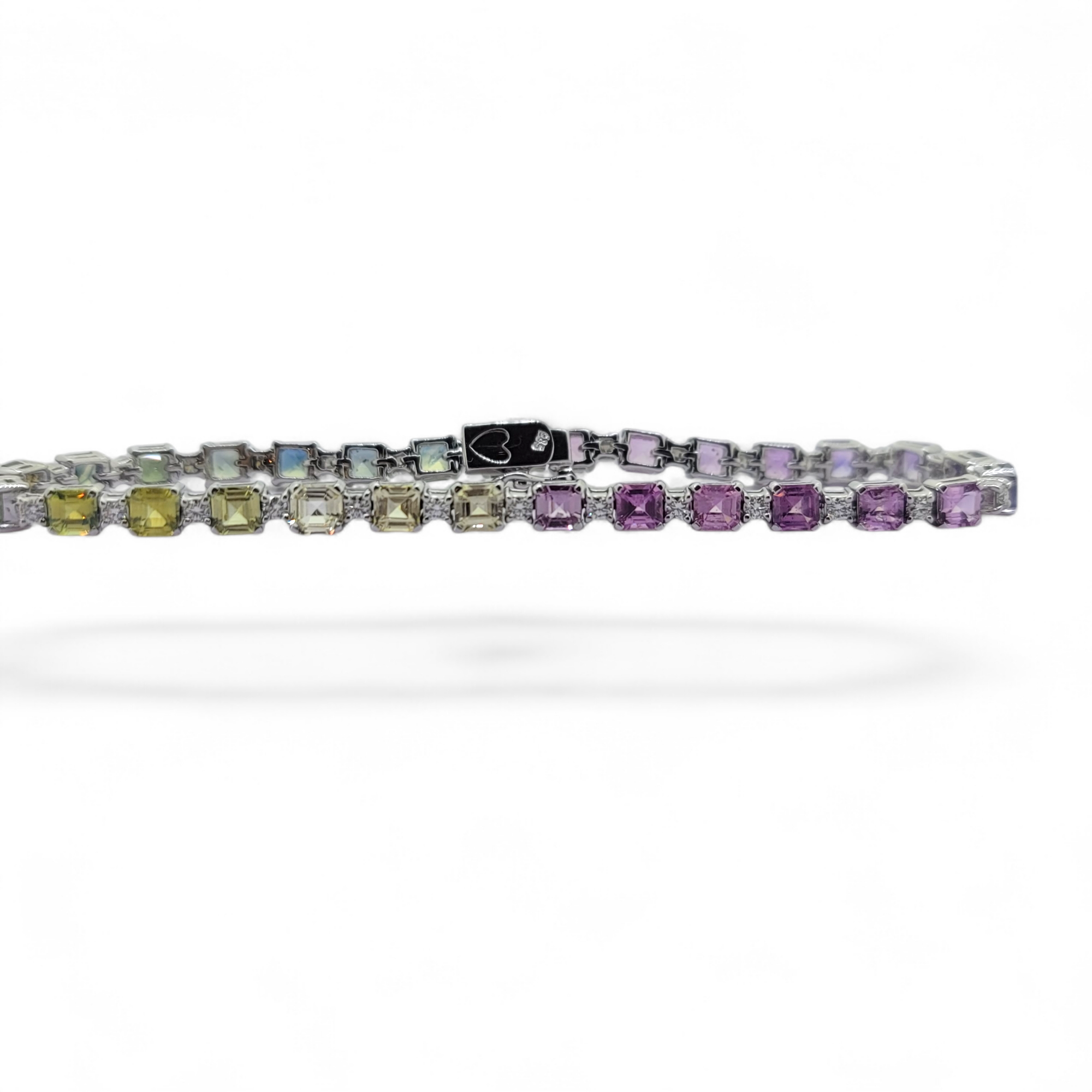Rainbow Sapphire and Diamond Bracelet S8.27 D.74 mk585 18cm